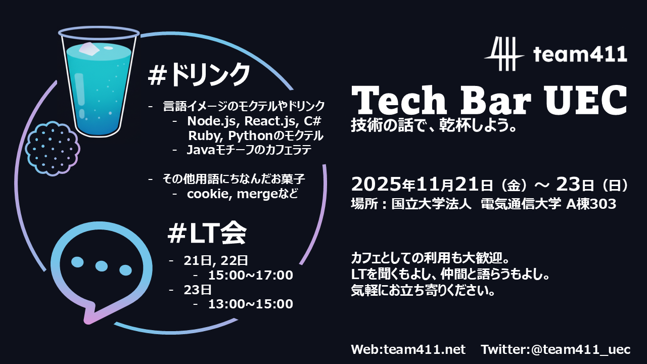 TechBarUECの広報ポスター